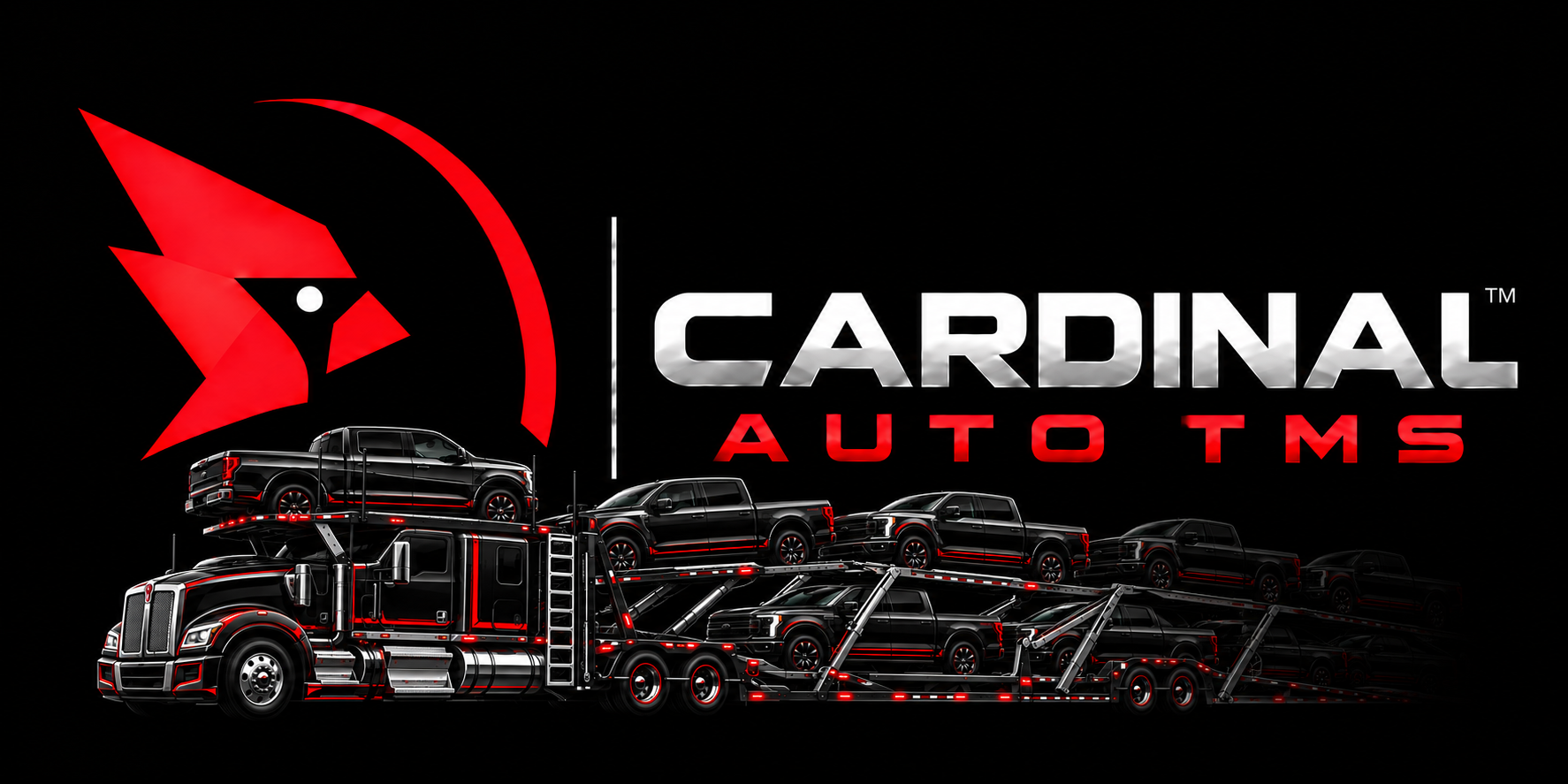 Cardinal Auto TMS logo with finished-vehicle transporter artwork